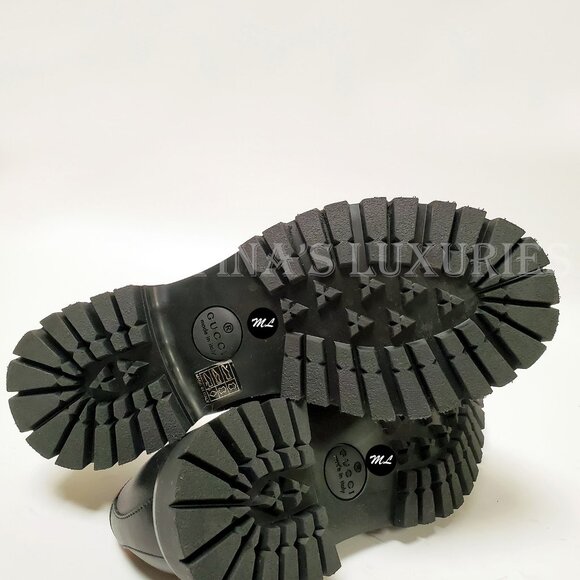 GUCCI SHOES MENS JASPER WEB TRIM LACE-UP BLACK LEATHER DERBY sz 9 / US 9.5 - Picture 13 of 14